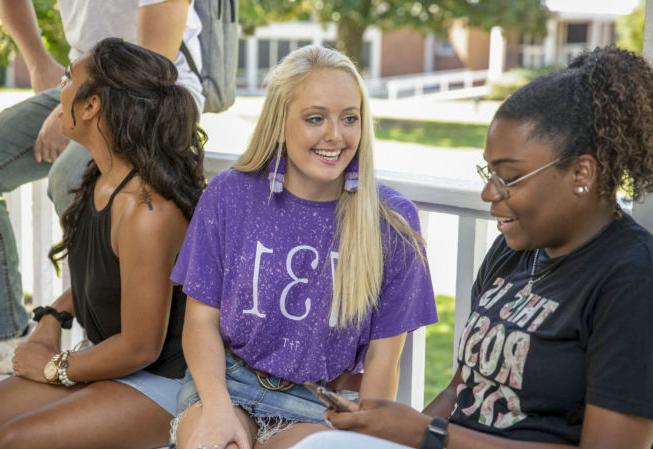 two female students talk about life on campus